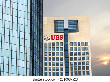 FRANKFURT,GERMANY: UBS Building By Main River On Sep. 2016 In Frankfurt,Germany.UBS AG Is A Swiss Global Financial Services Company.