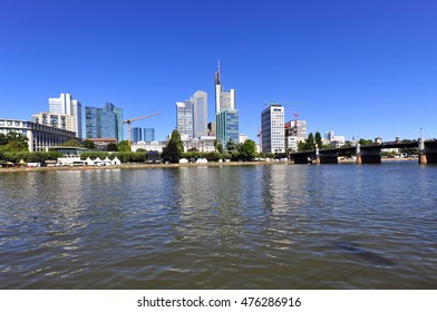FRANKFURT,GERMANY-AUG 25:Frankfurt's Skyline by Main River on August 25,2016 in Frankfurt,Germany. Frankfurt is the financial center of Germany. Frankfurt is the financial center of Germany. - Shutterstock ID 476286916