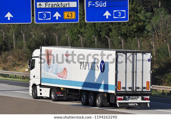 FRANKFURT,GERMANY-AUGUST
21,2015: truck on the
route.