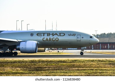 FRANKFURT,GERMANY-FEBRUARY 24,2018: Etihad Airways Boeing 777.