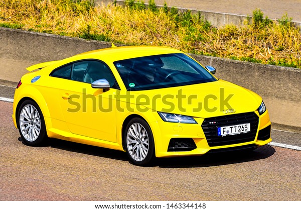 Frankfurt,Germany-July\
13,2019:AUDI  car on the\
route.