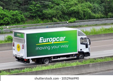 FRANKFURT,GERMANY-JUNE 02,2016: EUROPCAR truck on the route.