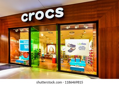 FRANKFURT,GERMANY-SEPTEMBER 06,21018: Fashion Store CROCS.Crocs, Inc. Is A Shoe Manufacturer In Colorado, United States.