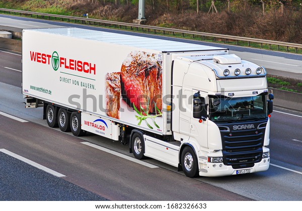 Frankfurt,Germany-September 07,2016:  truck on\
the route to\
Frankfurt.