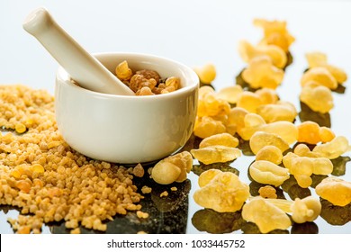 Frankincense, incense with mortar