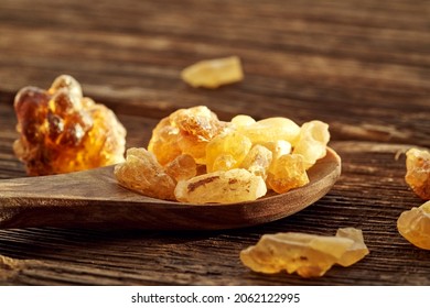 Frankincense Resin On A Wooden Spoon