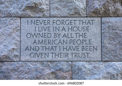 Franklin Roosevelt Monument And Quote