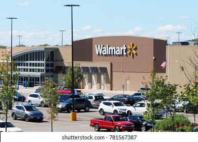 FRANKLIN, TENNESSEE-DECEMBER 23, 2017:  Exterior view of a new, suburban Walmart store.  Walmart is the world's largest brick and mortar retailer.