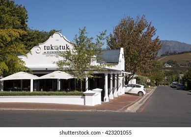 FRANSCHHOEK WESTERN CAPE SOUTH AFRICA - APRIL 2016 - The Exterior View Of The Tuk Tuk Micro Brewery On The Main Street In Franschhoek Southern Africa