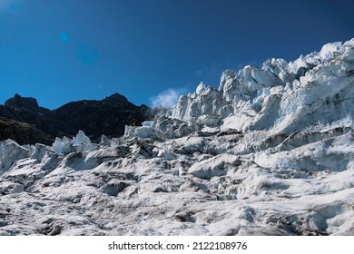 The Franz Josef Glacier, Situated On West Coast, New Zealand During The Sunny Summer Day. 