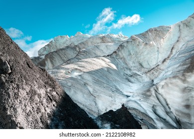 The Franz Josef Glacier, Situated On West Coast, New Zealand During The Sunny Summer Day. 