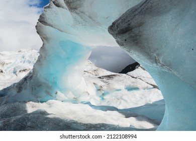 The Franz Josef Glacier, Situated On West Coast, New Zealand During The Sunny Summer Day. 