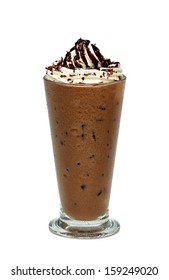 Frappuccino In Tall Glass On White Background