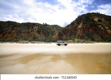 Fraser Island 4WD On Beach At Red Rocks