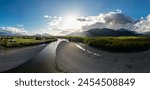 Fraser River and Mountains in Canadian Nature Landscape. BC, Canada.