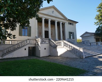 Fratta Polesine, Rovigo, Italy - October 2, 2022: View Of The Palladian Venetian Villa Badoer (La Badoera), With Its Facade, Main Staircase And Pediment