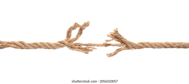 Frayed rope on white background