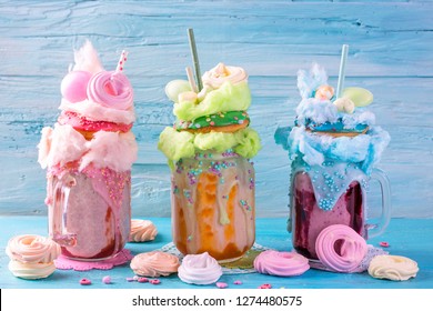 Freakshakes With Donuts And Candy Floss