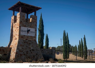 Fredericksburg, Texas - December 14, 2020: Grape Creek Vineyards Entrance