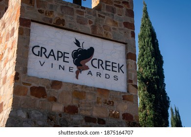 Fredericksburg, Texas - December 14, 2020: Grape Creek Vineyards Entry Sign