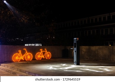 Free Bike Service Station In The Public Urban Area Of Holte In Denmark. These Are Setup By The State To Encourage People To Take The Bike In Stead Of The Car.