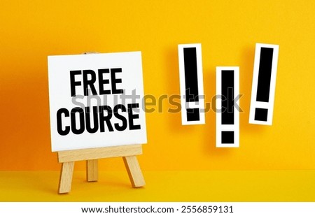 Free course is shown using a text. Free Webinar. Online Education. Online Courses and e-learning