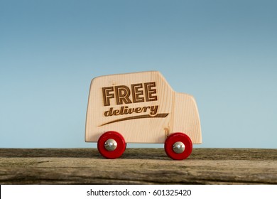 Free Delivery Van, Handmade Wooden Toy Truck
