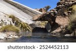 Free entrance to the White geyser near by Taito in Atacama