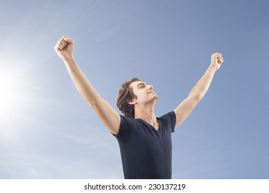 Free Happy Man On Sky Background Stock Photo 230137219 | Shutterstock