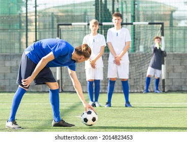 Free Kick On Goal In Football. Football Soccer Tournament