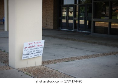 Free Meal Sign At High School During Covid-19 Outbreak,