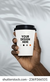 Free premium quality PSD realistic coffee cup holding template
