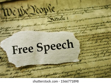 Free Speech message on a copy of the United States Constitution