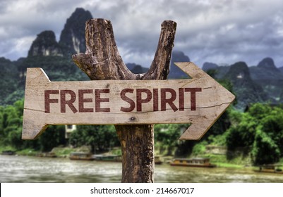 Free Spirit Wooden Sign With A Forest Background