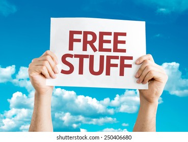 Free Stuff card with sky background