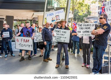 Free Tommy Robinson Rally , outside the British Consulate in Perth Western Australia ,Friday 1st of June 2018