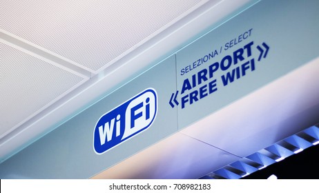 Free Wifi Sign At The Airport