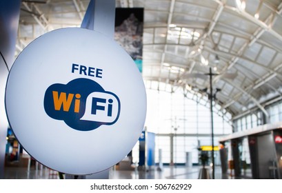 Free Wi-fi Signboard In Airport, Wifi Zone