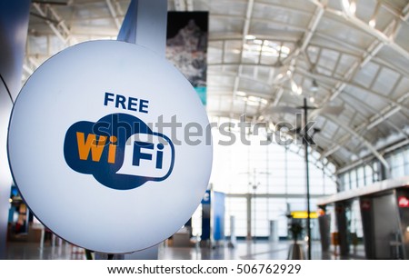 Free wi-fi signboard in airport, wifi zone