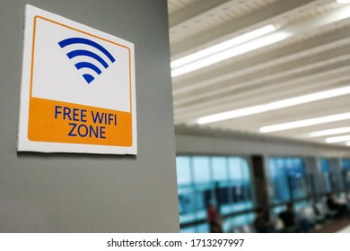 Free Wifi Zone Word Signage At Public  Place For Patron's Convenience