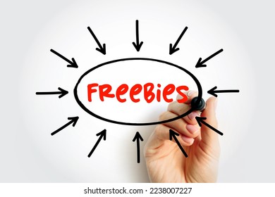 Freebies text with arrows, concept for presentations and reports