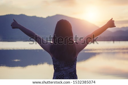 Freedom concept.Love and emotions.woman happiness. 