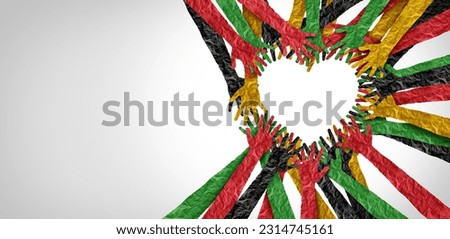 Freedom Day unity and Love and Juneteenth or June 19 as a holiday or June Teenth as hands in a heart shape commemorating the end of slavery as a Social justice concept or Emancipation.