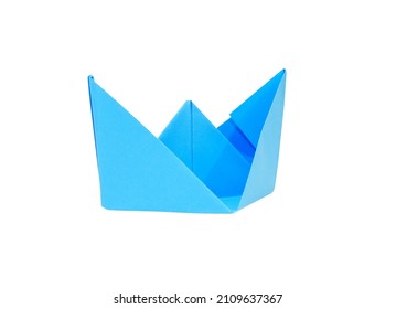 Freedom symbol. Blue boat made from paper isolated on white background