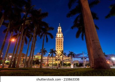 Freedom Tower At Twilight In Miami, Florida