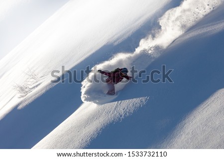 Similar – Image, Stock Photo Unrecognizable Snowboarder in action enjoying vacation on snowy mountain in Zermatt under blue sky