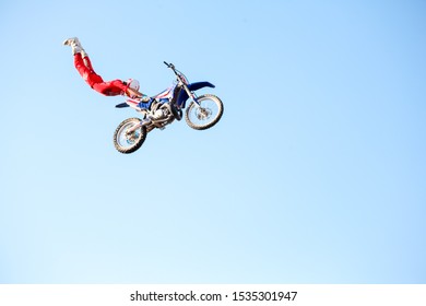 Freestyle Motorcross Motorcyclist Caught In Midair At Festival In East Texas