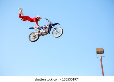 Freestyle Motorcross Motorcyclist Caught In Midair At Festival In East Texas