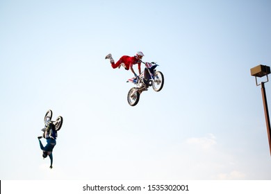 Freestyle Motorcross Motorcyclist Caught In Midair At Festival In East Texas