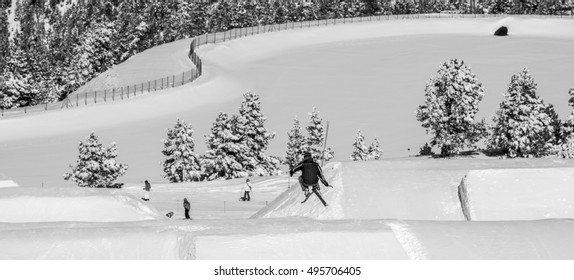 Freestyle Skier In A Snow Park